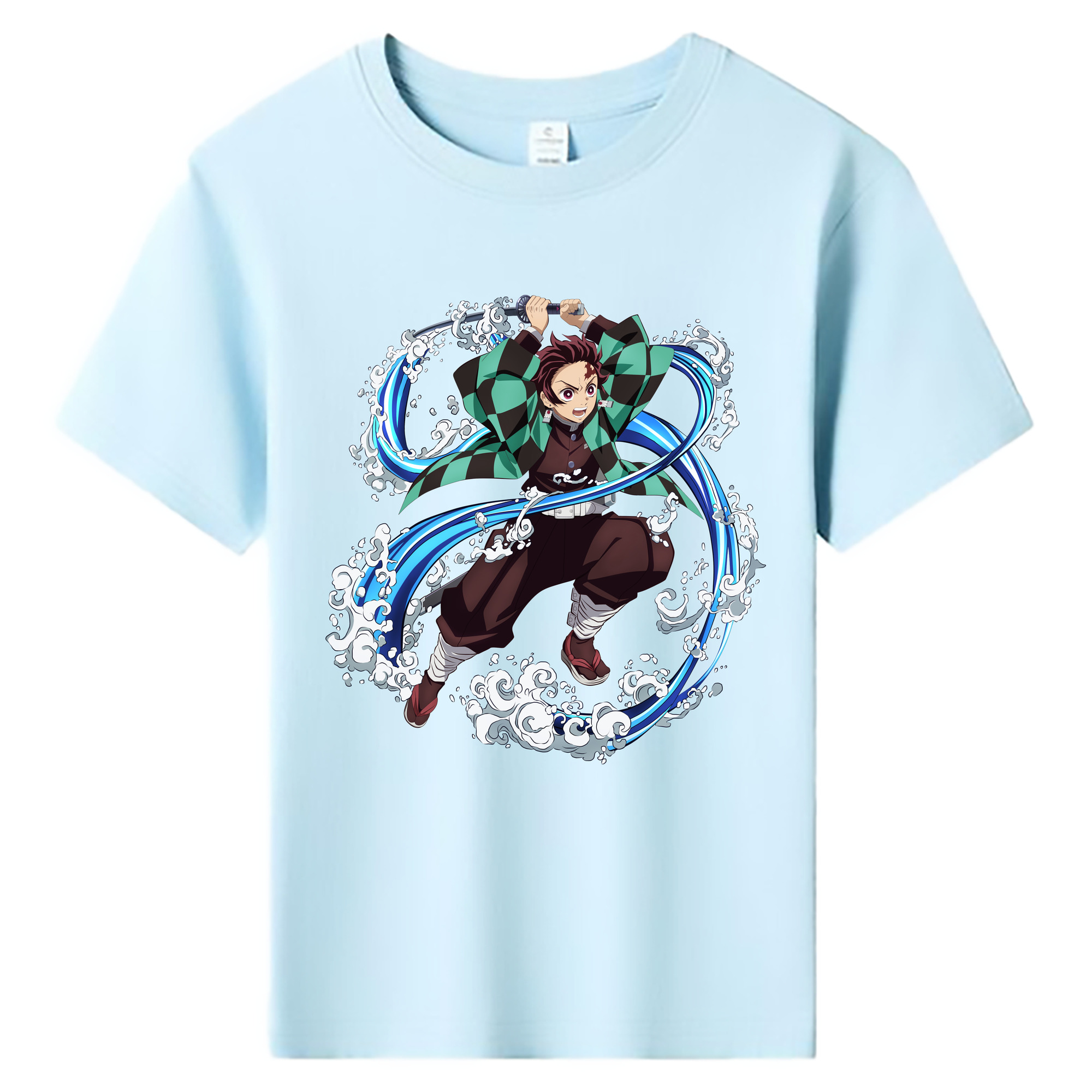 （画像用） 鬼滅の刃 竈門 炭治郎／かまど たんじろう Kamado Tanjirou 綿100％キッズTシャツ（フロントプリント）